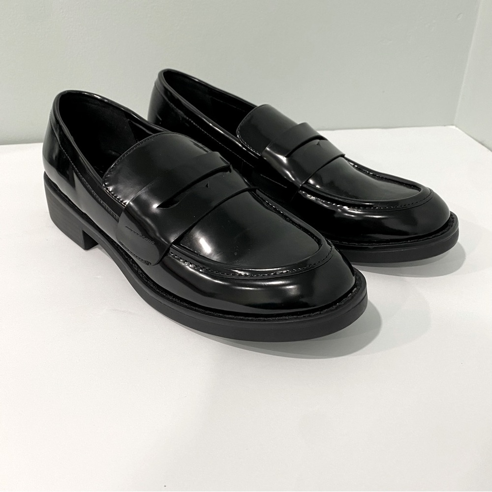 Madden Girl Cecilly Women's Penny Loafers Black Block Heel Size 7.5M